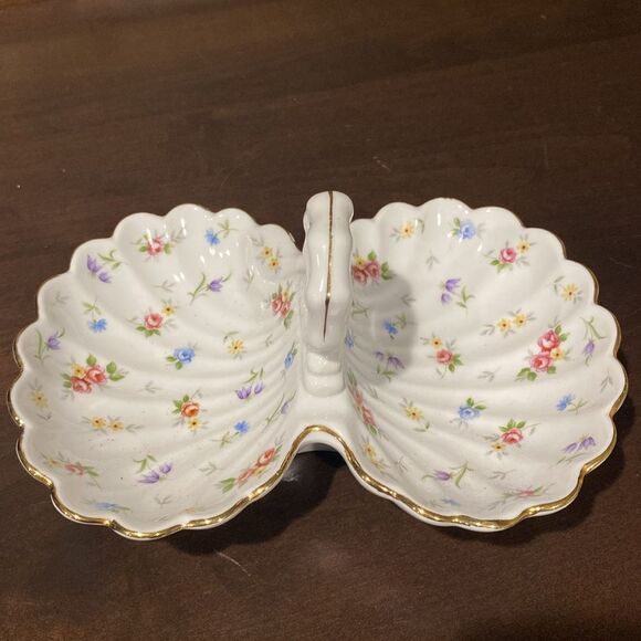 Takahashi Victoria Porcelain Double Sided Relish Candy Dish Floral Painted - Picture 1 of 11